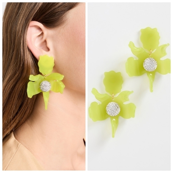 New Lele Sadoughi Floral Chartreuse 300 Earrings NWT - Picture 1 of 6